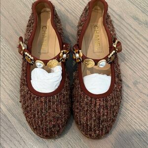 CHANEL tweed Mary Jane ballet flats with charms
